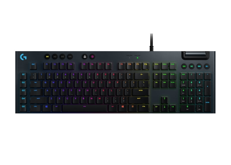 Клавиатура, Logitech G815 Keyboard, GL Clicky Low Profile, Lightsync RGB, 5 Marco G-Keys, 3 On-Board Profiles, Game Mode, USB Passthrough Data/Power, Media Controls, Carbon