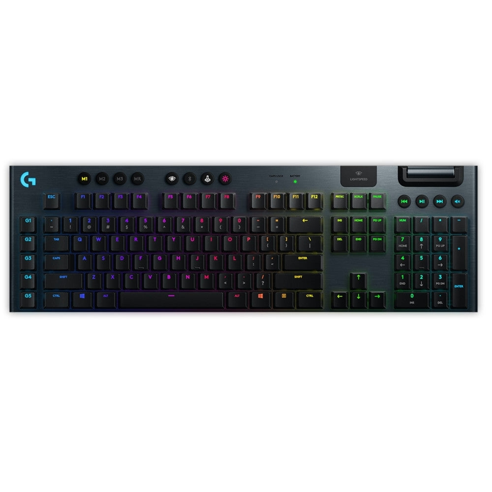 Клавиатура, Logitech G915 Wireless Keyboard, GL Clicky Low Profile, Lightspeed Wireless, Lightsync RGB, 5 Marco G-Keys, 3 On-Board Profiles, Game Mode, Media Controls, Carbon