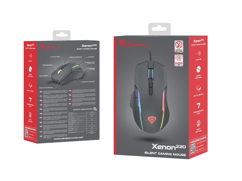 Мишка, Genesis Gaming Mouse Xenon 220 6400dpi with Software Illuminated Black