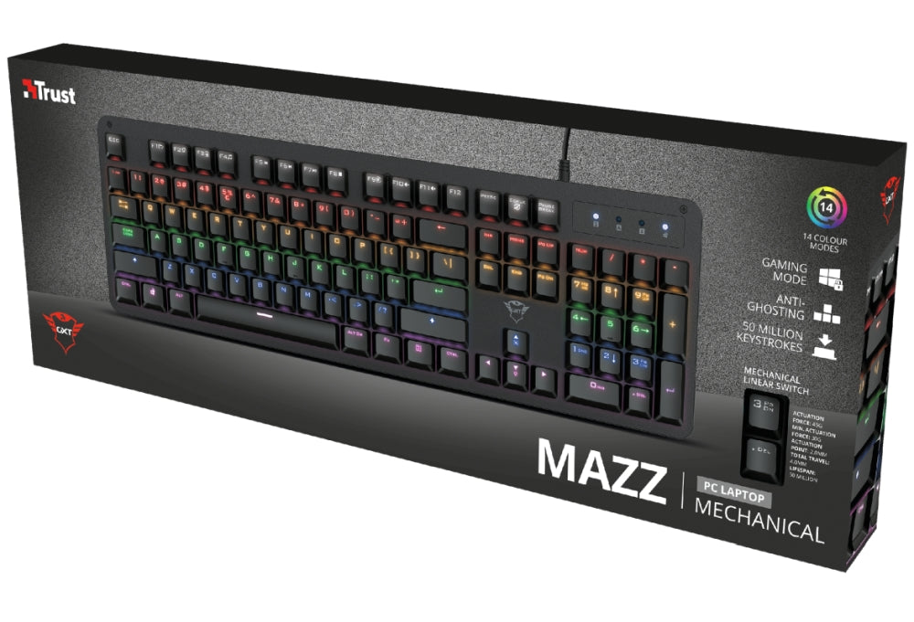 Клавиатура, TRUST GXT 863 Mazz Mechanical Illuminated Keyboard US