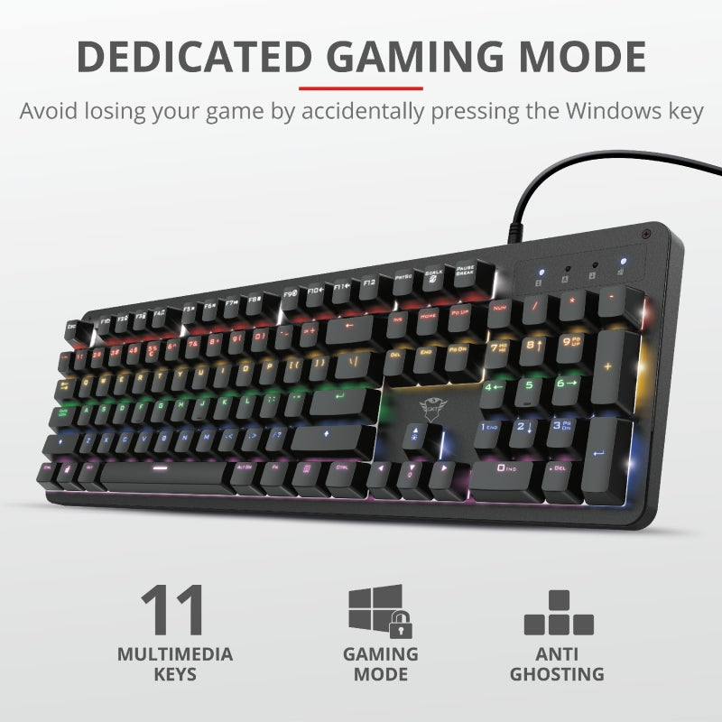 Клавиатура, TRUST GXT 863 Mazz Mechanical Illuminated Keyboard US