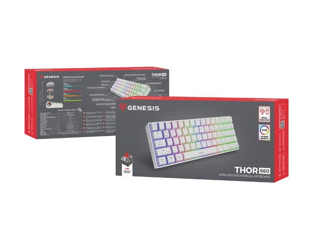 Клавиатура, Genesis Mechanical Gaming Keyboard Thor 660 Wireless RGB Backlight Gateron Red White