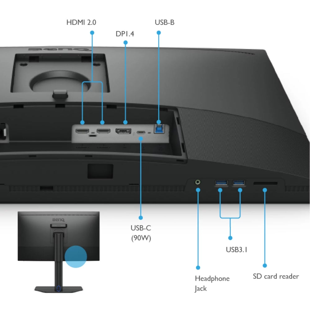 Монитор, BenQ SW272U 27" IPS, 4K, 3840x2160, 400 cd/m2, Photographer Monitor, 100% sRGB, 99% Adobe RGB, 99% P, Hard.Calubrat., 1.07 billion colors