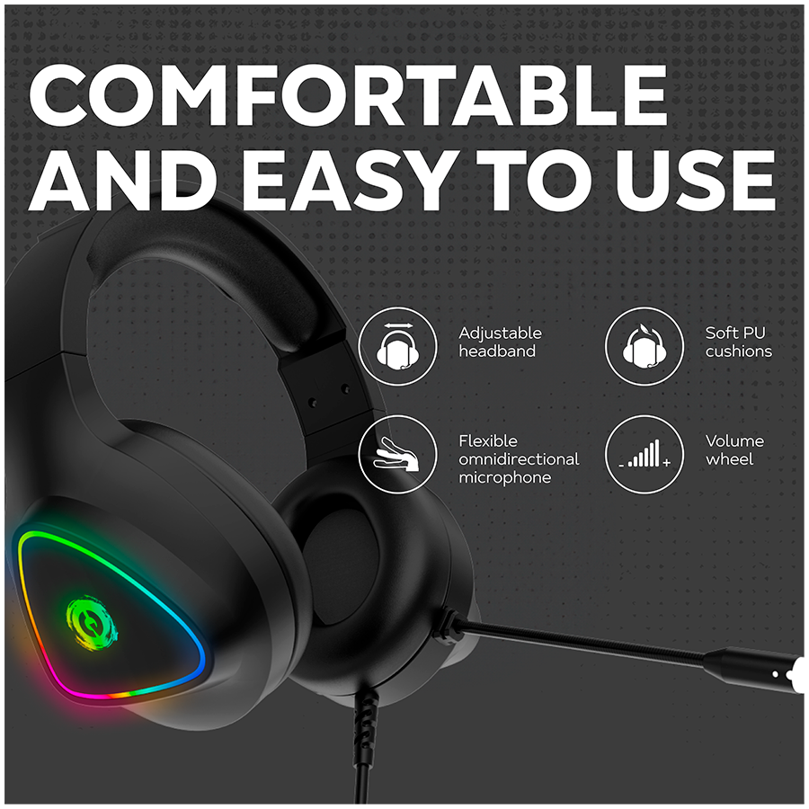 CANYON Shadder GH-6, RGB gaming headset with Microphone, Microphone frequency response: 20HZ~20KHZ - CND-SGHS6W