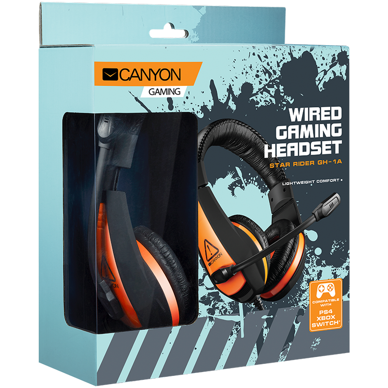 CANYON Star Raider GH-1A, Gaming headset 3.5mm jack with adjustable microphone and volume control - CND-SGHS1A