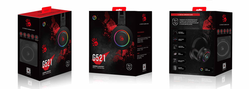 Геймърски слушалки A4TECH Bloody G521, Virtual 7.1, Omni-Directional микрофон, Черно/Червено - A4-HEAD-G521