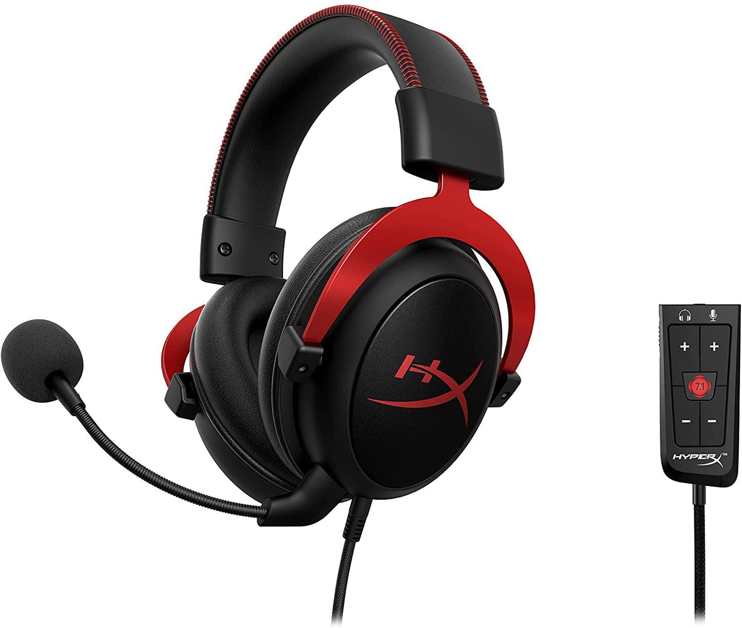 Геймърски слушалки HyperX Cloud II Red, Микрофон, ЧерноЧервено - HX-HEAD-CII-RD