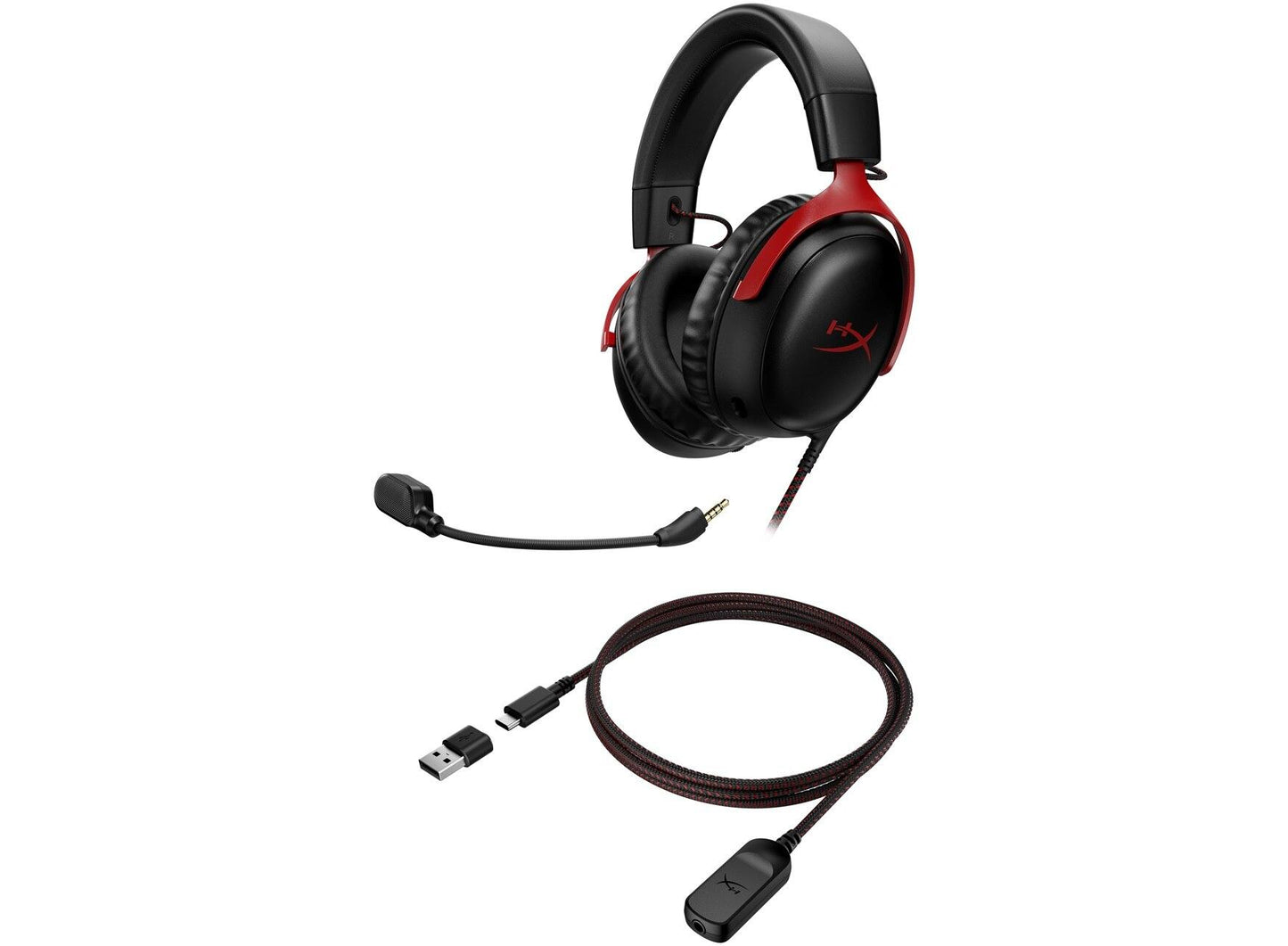 Геймърски слушалки HyperX Cloud III, Микрофон, ЧерноЧервено - HX-HEAD-CIII-BK-RED